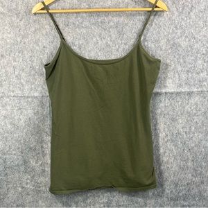 Old Navy Womens Olive‎ Green Fitted Spaghetti Strap Tank Top Size LG